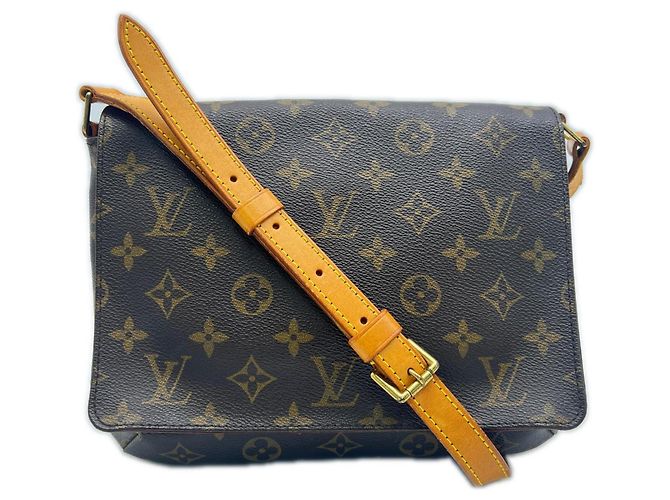 Borsa a tracolla Louis Vuitton Monogram Musette Tango Marrone Beige
