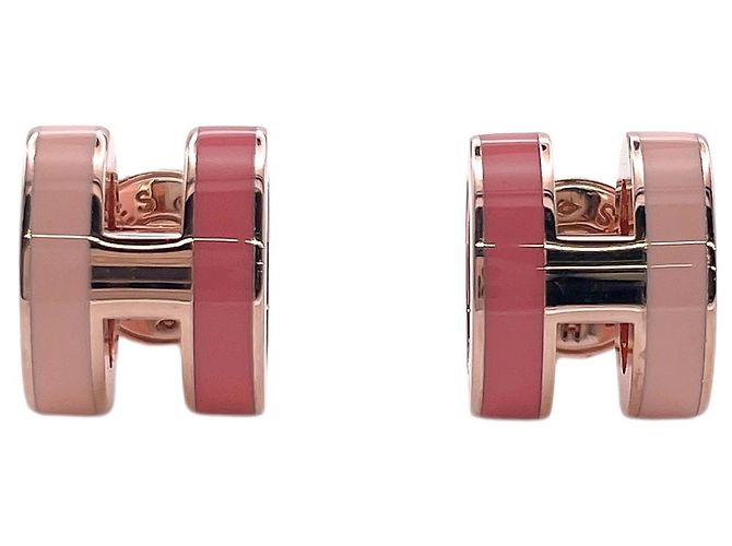 Hermès Pendientes HERMES Mini Pop H Rocabar Rosa Dorado
