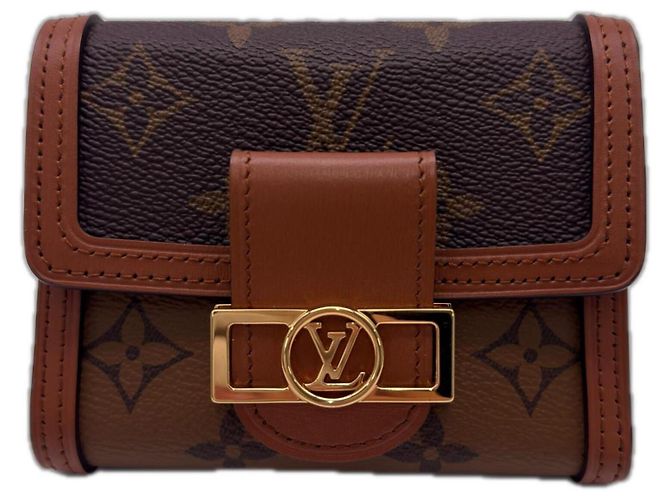 Louis Vuitton Monogram Reverse Portefeuille Dauphine Compact Wallet Brown Beige