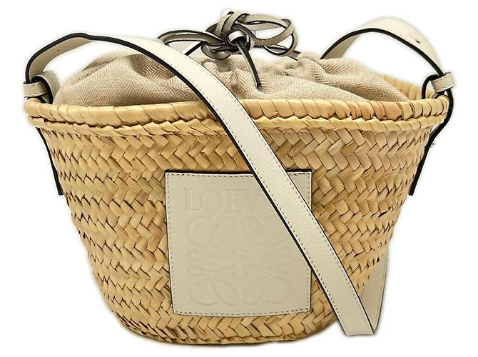 Sac seau à cordon Loewe Blanc Beige