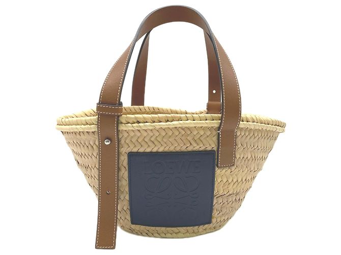 Bolso Loewe Small Basket Castaño Beige Azul marino 