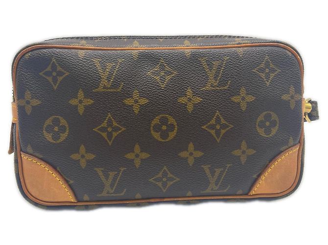 Louis Vuitton Monogram Marly Dragonne PM Clutch Tasche Braun Beige