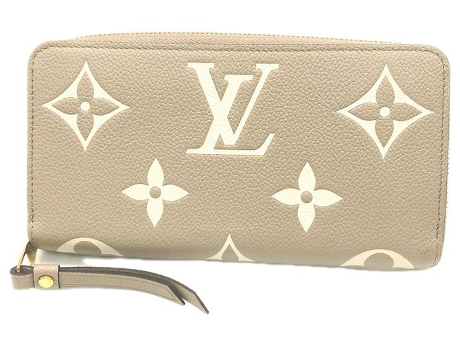 Louis Vuitton Monogram Empreinte Bicolor Zippy Wallet Beige Cream