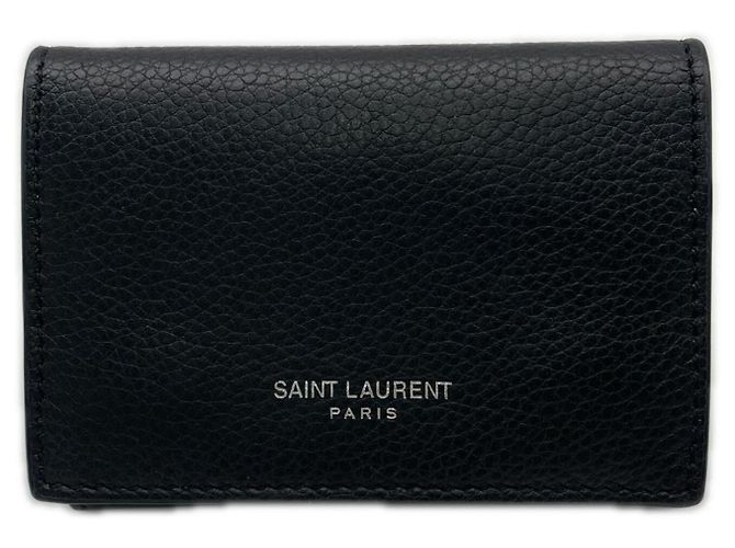 Yves Saint Laurent Leather Compact Wallet Black