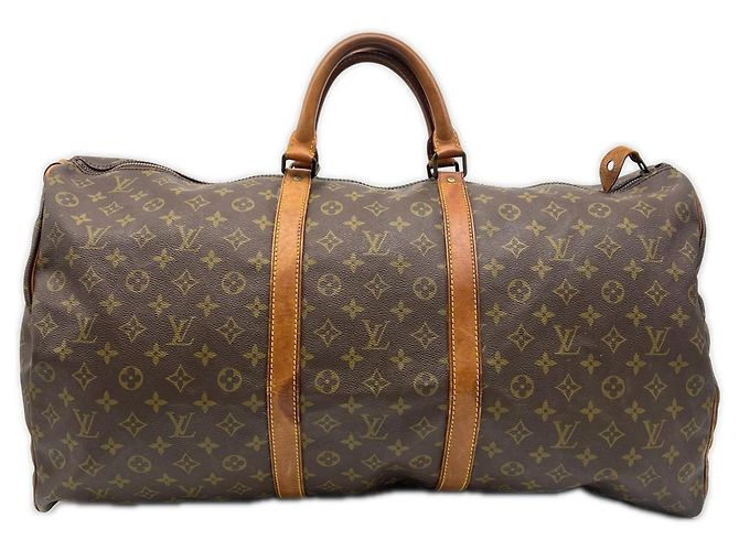 Bolsa Boston Louis Vuitton Monogram Keepall 60 Marrom Bege