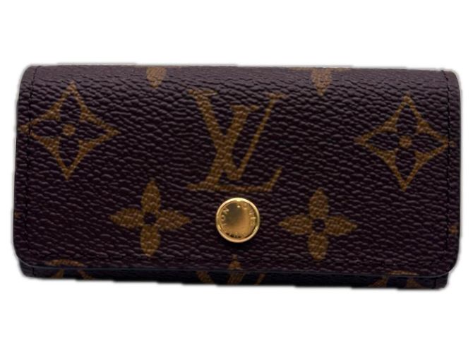 Louis Vuitton Monogram Multicles 4 Key Case Brown Blue Beige