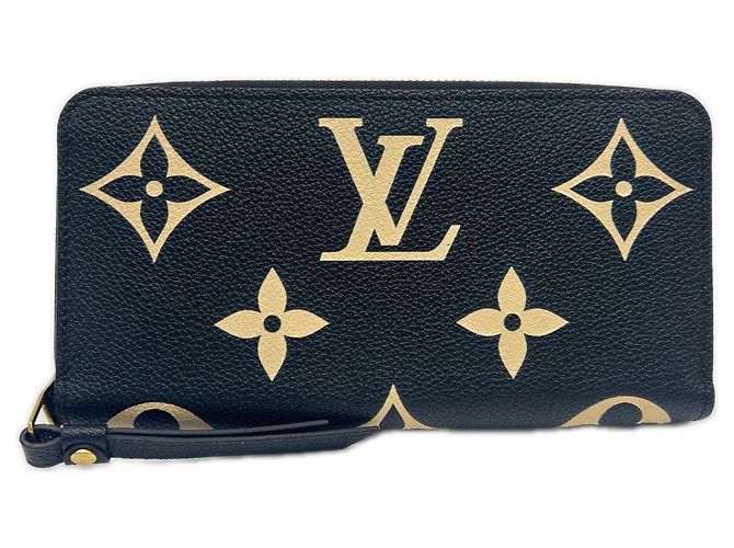 Carteira Zippy Louis Vuitton Monogram Empreinte Bicolor Preto Bege
