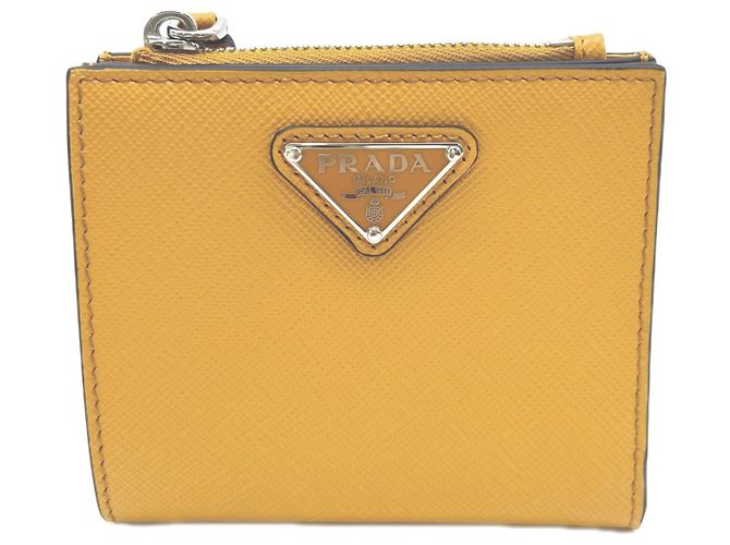 Prada Saffiano Triangle Wallet Orange
