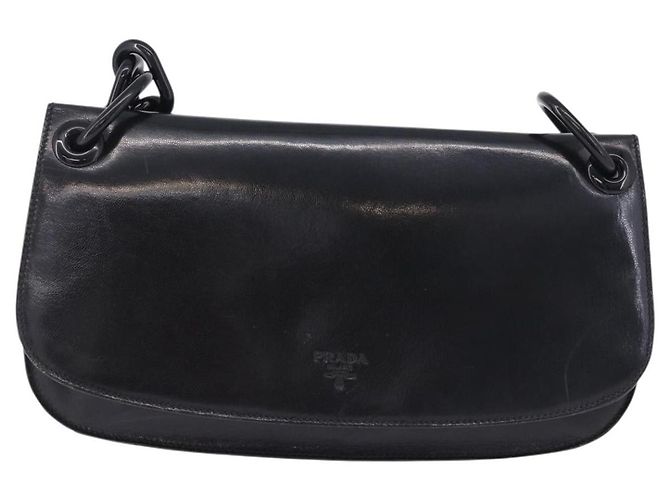 Prada Chain Shoulder Leather Medium Black
