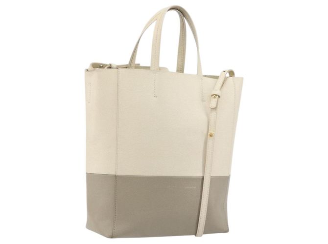 Céline Celine Vertical Bi-Cabas Tote Leather Small Beige
