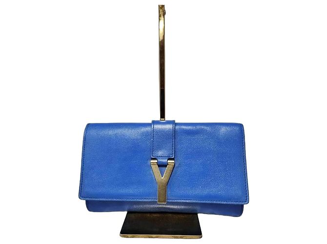 Yves Saint Laurent Saint Laurent Leather Clutch Blue