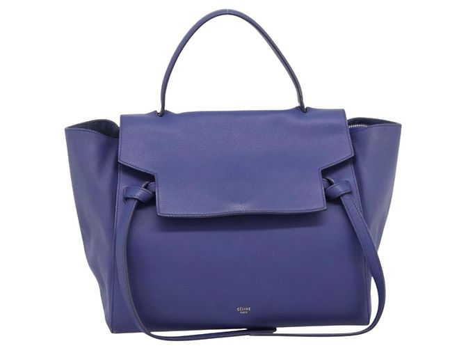 Céline Cinto Celine em couro Large Azul
