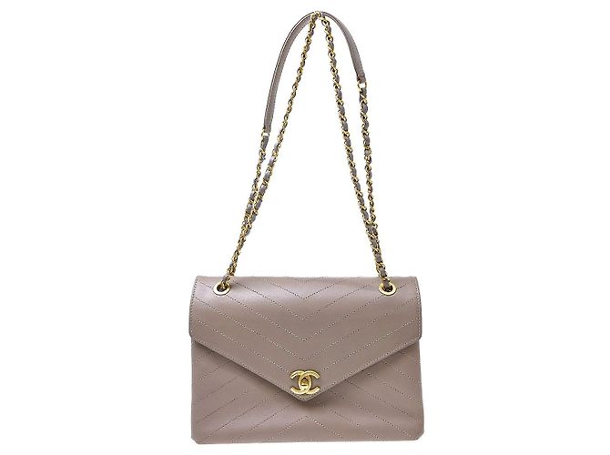 Chanel Envelope Compartment Flap Chevron Calfskin Medium Purple