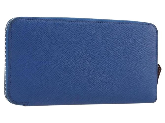 Hermès HERMES Azap Silk In Wallet Leather Blue Silver Auth 196106M Argenté Bleu