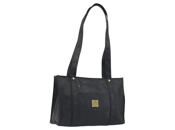 Sac cabas MCM Vicetos PVC Cuir Noir Doré Auth BA14872