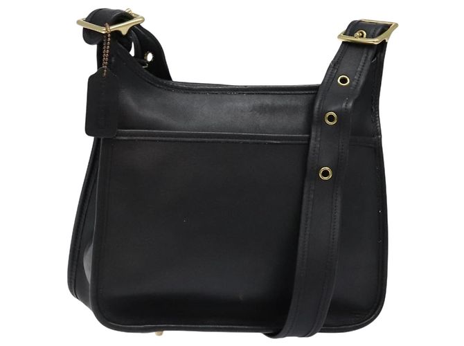 Borsa a tracolla Coach in pelle nera e oro Auth am8902 Nero D'oro