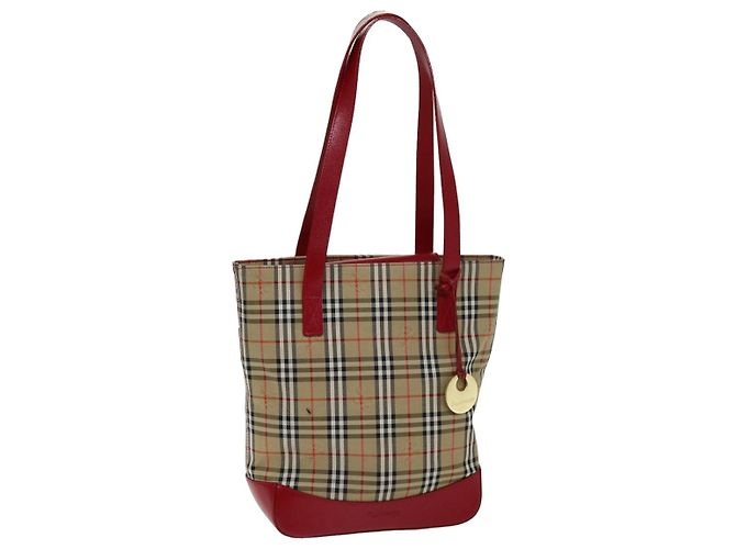 Burberrys Nova Check Tote Bag Canvas Auth 75666 Beige Golden