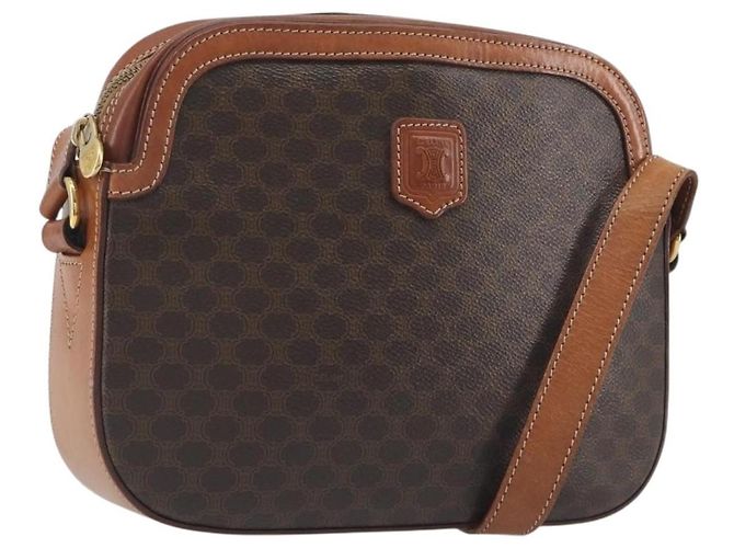 Céline Borsa a tracolla CELINE Macadam Canvas PVC Leather Brown Gold Auth mr2826 Marrone D'oro