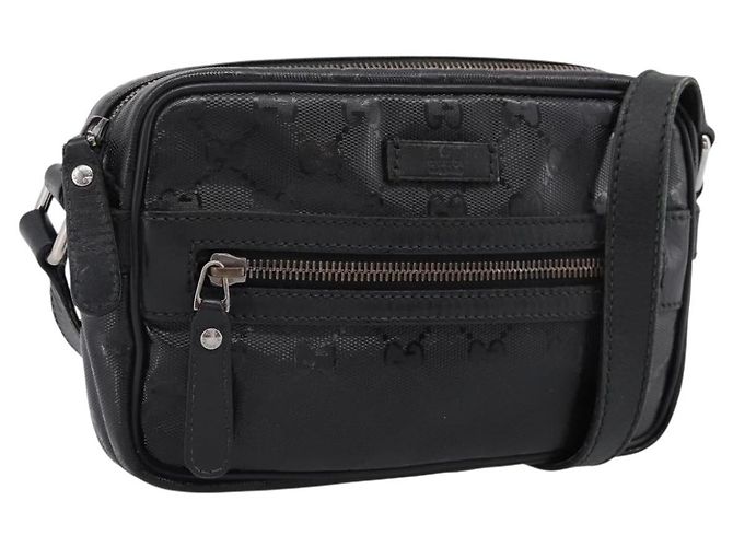 GUCCI GG Implementation Schultertasche PVC Schwarz Silber 201447 Auth ka5707A