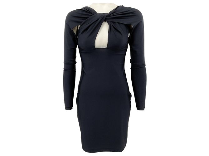 Coperni Black Jersey Twist Bodycon Kleid Schwarz