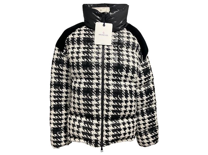Moncler Erine Steppjacke mit Hahnentritt-Muster Black / White Schwarz
