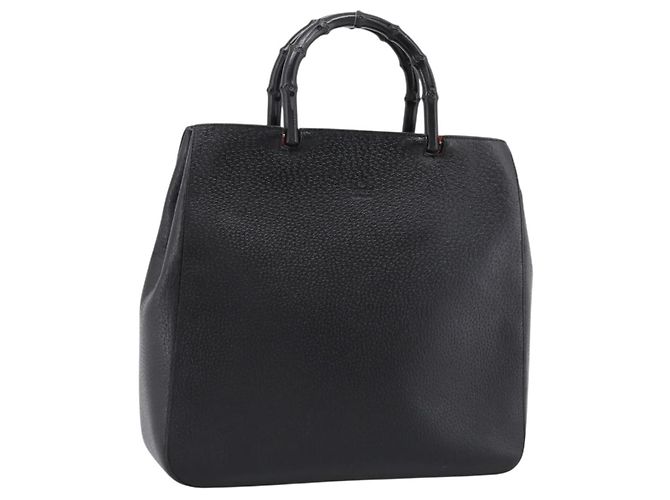 Borsa a mano GUCCI Bamboo in pelle nera e oro 002 1060 Auth ka5801 Nero D'oro