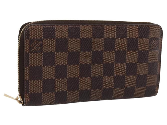 LOUIS VUITTON Damier Ebene Zippy Wallet Cartera Larga N41661 LV Auth 196670