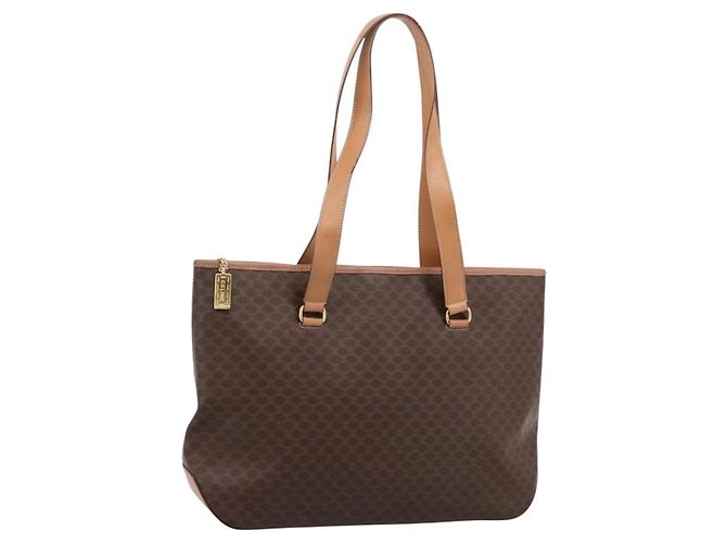 Céline Sac cabas CELINE Macadam Canvas PVC Cuir Marron Or Auth am12286V Doré