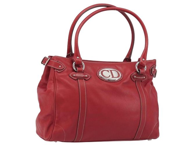 Borsa Christian Dior in pelle rossa e argento Auth 196646A Rosso