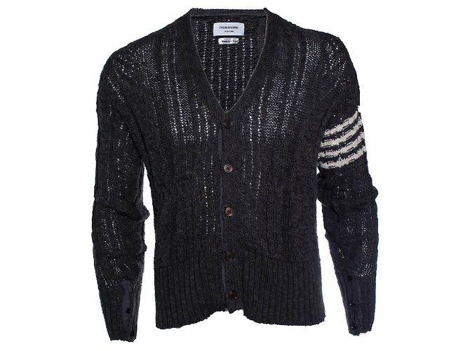 Thom Browne, offener Strickcardigan in Grau