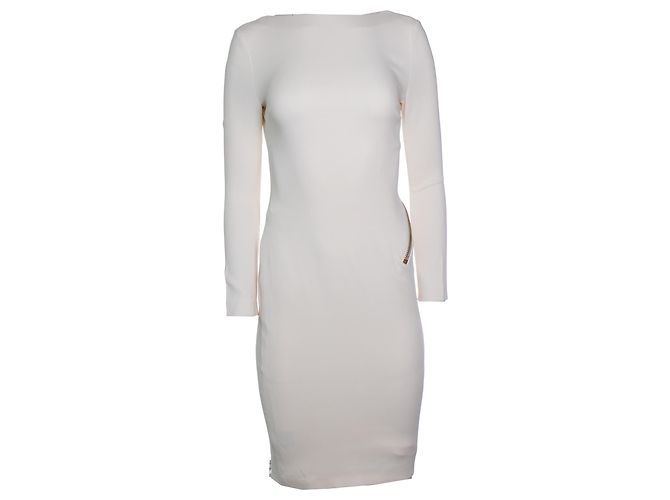 Tom Ford, Vestido stretch branco com detalhe de zíper e costas abertas