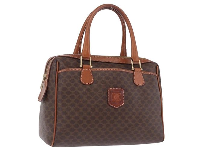 Céline Sac à main CELINE Macadam Canvas PVC Leather Brown Gold Auth ka5768A Marron Doré