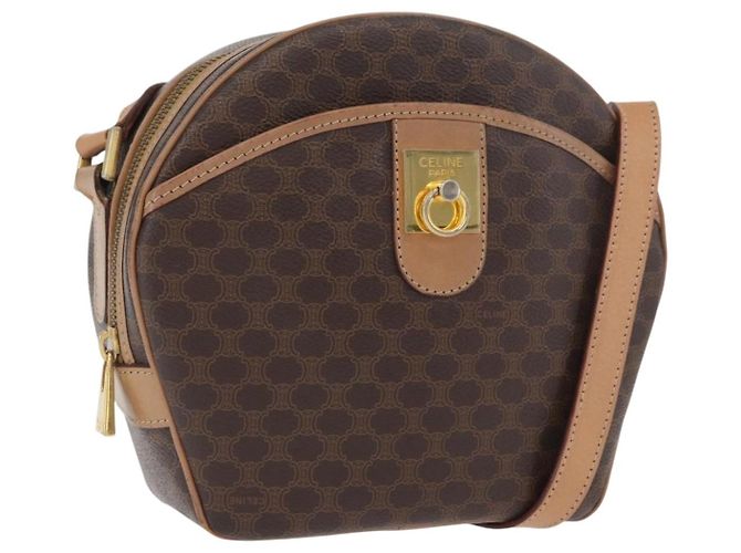 Céline Borsa a tracolla CELINE Macadam Canvas PVC Leather Brown Gold Auth BSZ634 Marrone D'oro