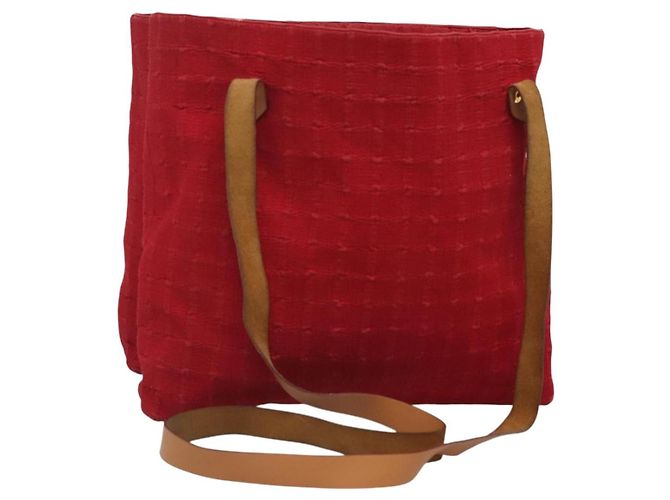 Hermès Borsa a tracolla HERMES Amedaba Cabas Do Canvas Rossa Auth bs26182 Rosso