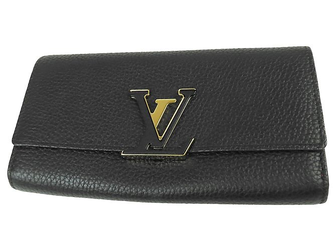 Cartera larga Louis Vuitton Capucines en cuero Taurillon negro
