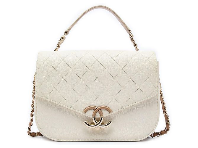 Bolso Chanel Paris Cuba Medium Quilted Caviar Thread Around blanco