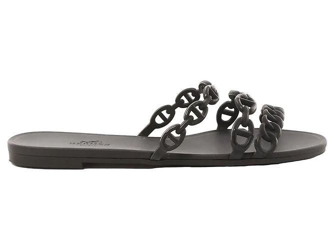 Hermès HERMES Rivage Rubber Sandals in Black, Size 36 EU