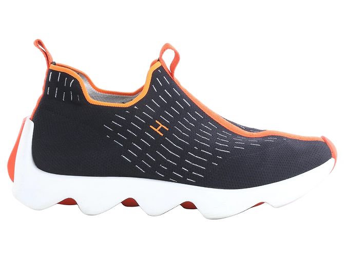 Baskets Hermès Eclair en tissu Noir x Orange 221892Z, Taille EU 43