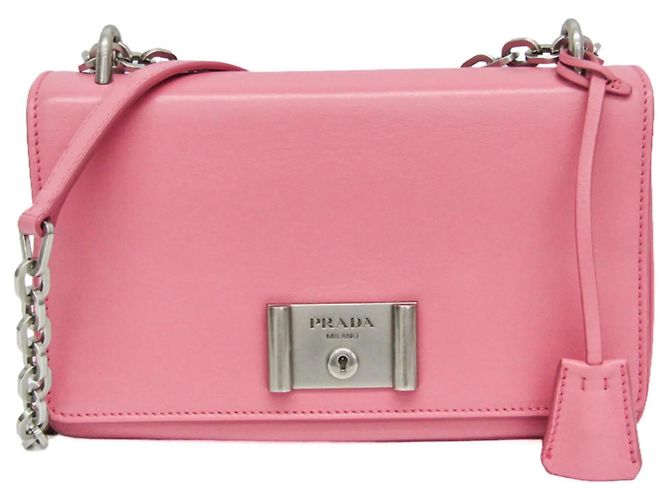 Prada Lux Chain Lock Flap Saffiano Leather Medium Rose