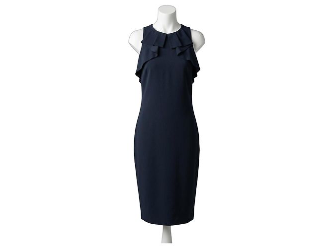 Red Valentino Schwarzes Kleid mit Rüschen Blau