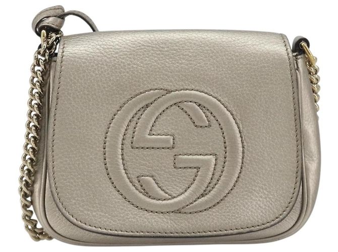 Gucci Soho Chain Leather Small Silber