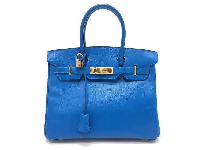 Birkin Hermès Bolsa Hermes Blue Hydra em couro Epsom Azul