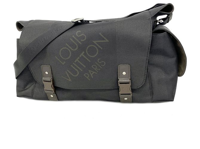 Borsa a tracolla Louis Vuitton Damier Géant Bellier M93076 Noir Uomo Nero