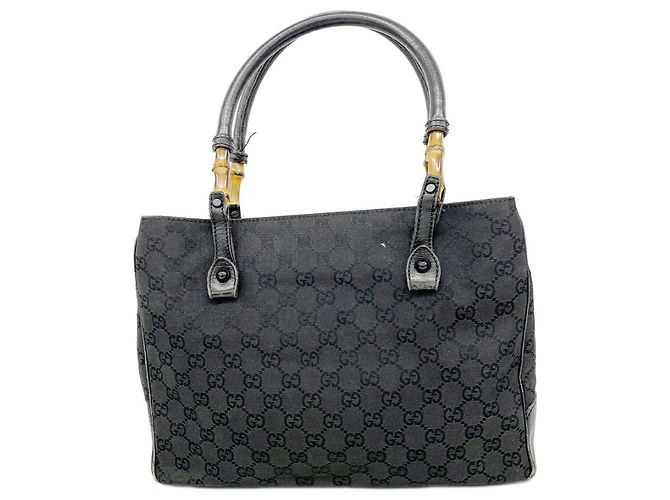 Borsa Tote Gucci GG Canvas Bamboo Nero