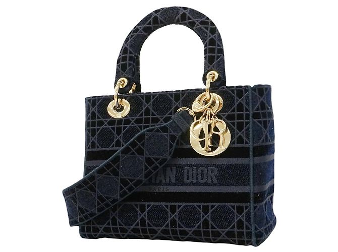Borsa Christian Dior Cannage Lady D-Light Blu navy