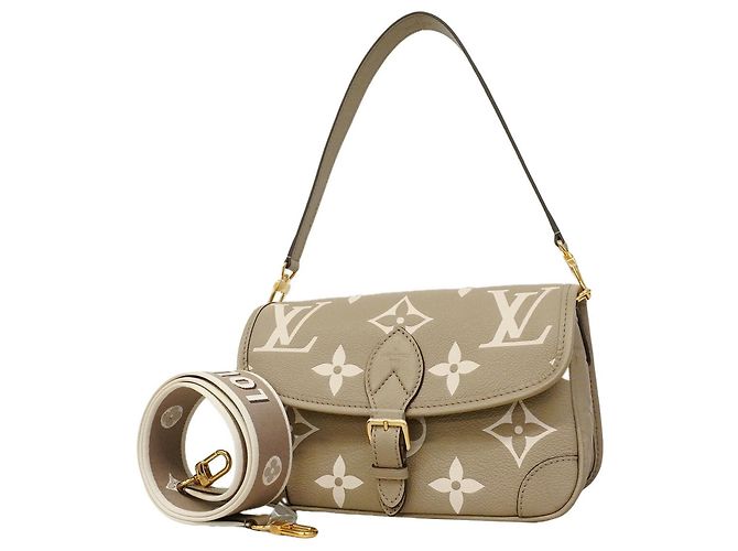 Borsa a tracolla Louis Vuitton Monogram Empreinte Bicolor Diane Grigio Crudo