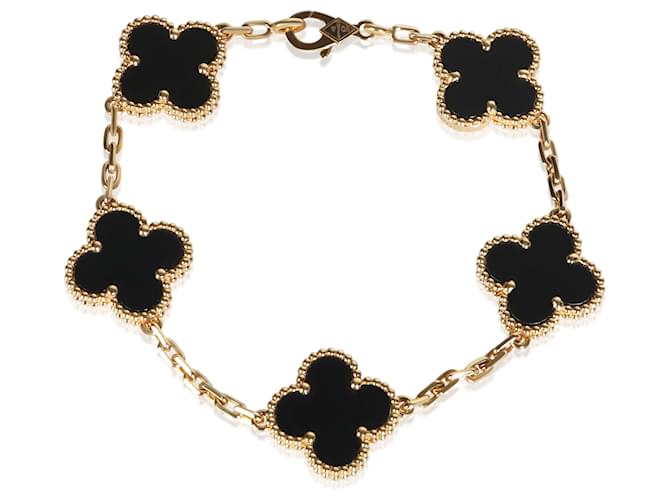 Van Cleef & Arpels Vintage Alhambra Armband aus Gelbgold und Onyx 
