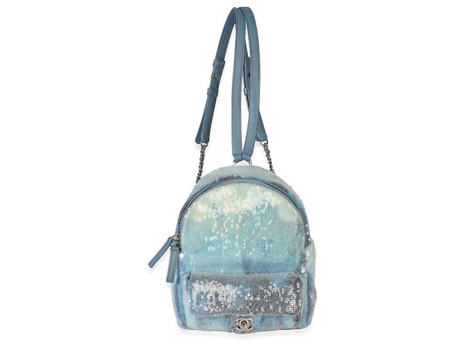 Gabrielle Chanel Blue Multicolor Sequin Waterfall Mini Backpack