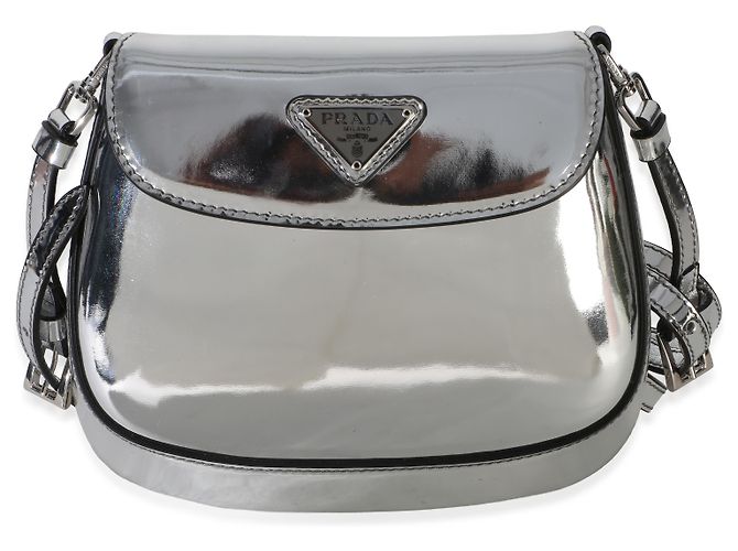Mini Bolsa de Aba Cleo Prada em Prata Escovada