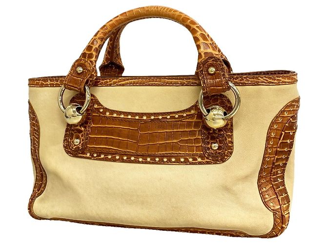 Céline Borsa a mano in pelle Celine Boogie Bag Marrone Beige